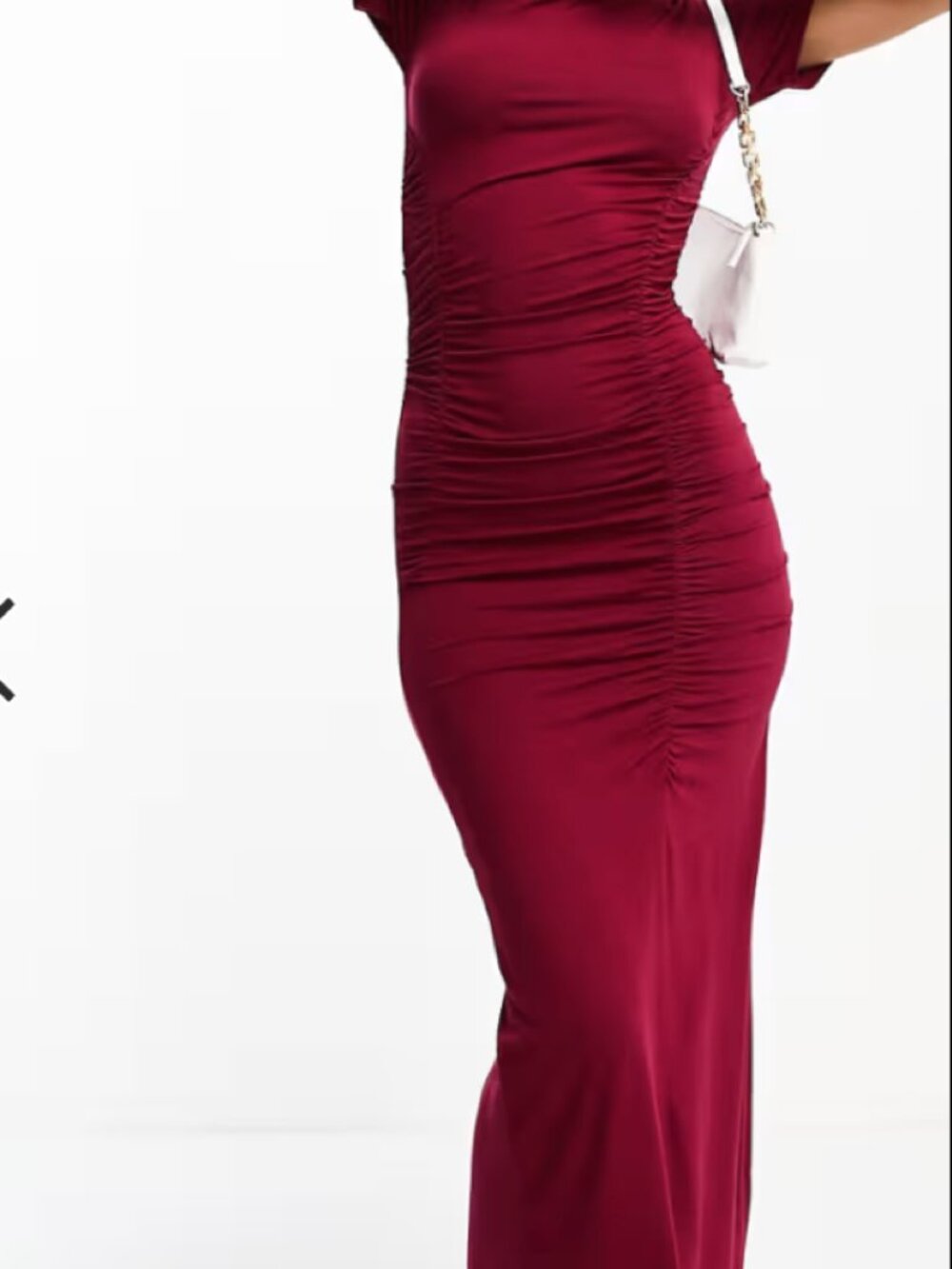 NWT ASOS Design Raspberry Red Ruched Draped Maxi Dress US 6 - Picture 8 of 9
